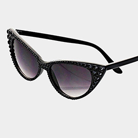 Crystal Cat Eye Clear Lens Sunglasses