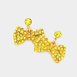 Rhinestone Embellished Bow Dangle Earrings