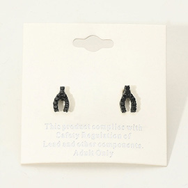 Crystal Wishbone Stud Earrings