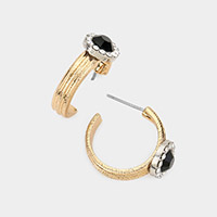 Rhinestone metal huggie hoop earrings