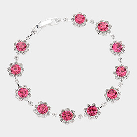 Round Crystal Rhinestone Rosette Evening Bracelet