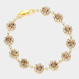 Round Crystal Rhinestone Rosette Evening Bracelet