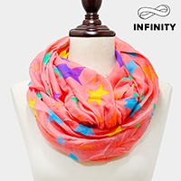 Neon Star Print Infinity Scarf