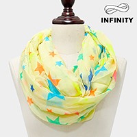 Neon Star Print Infinity Scarf