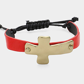 CROSS FAUX LEATHER ADJUSTABLE BRACELET