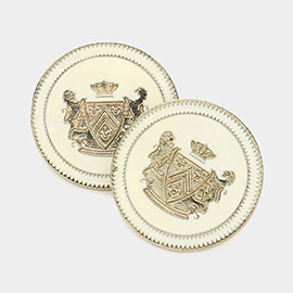 Enamel Lion Badge Earrings