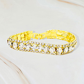Round Crystal Rhinestone Trim Evening Bracelet