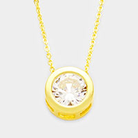 CZ Bezel Pendant Necklace
