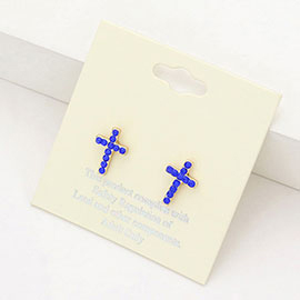 Crystal Cross Stud Earrings