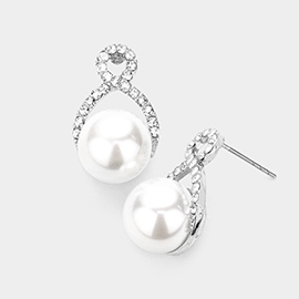 Asymmetrical Infinity Pearl Stud Earrings