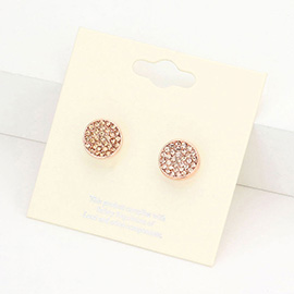 Rhinestone Pave Round Disc Stud Earrings