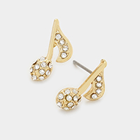 Pave music note stud earrings