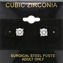 6mm Round CZ Stud Earrings