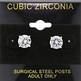 8mm Round CZ Stud Earrings