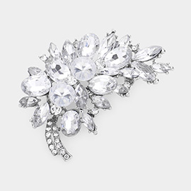 Glass Crystal Leaf Pin Brooch