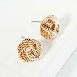 Textured Metal Love Knot Stud Earrings