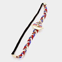 Braided faux suede & striped sailboat stretch headband