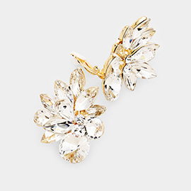Stone Cluster Spike Leaf Clip On Earrings