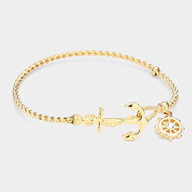 Nautical Anchor Helm Charm Hook Bracelet