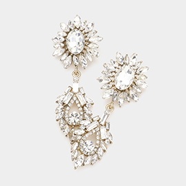 Crystal Rhinestone Sunflower Evening Earrings