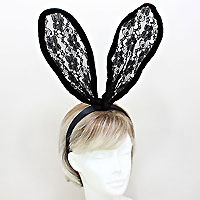 Floral Laced Bunny Ears Headband