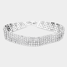 5Rows Rhinestone Evening Bracelet