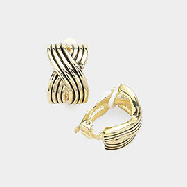 Crisscross Metal Clip On Earrings