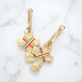 String Tied Cross Earrings