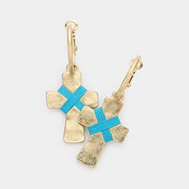 String Tied Cross Earrings