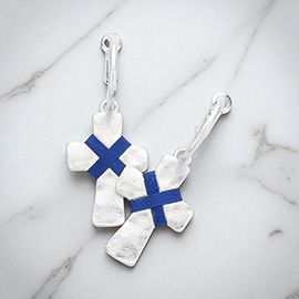 String Tied Cross Earrings