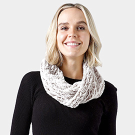 Two Tone Fuzzy Fur Infinity Scarf