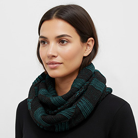 Striped Textured Knit Infinity Scarf
