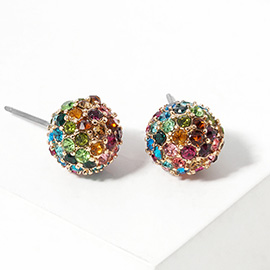 Crystal Paved Disco Ball Stud Earrings