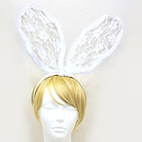 Floral Laced Bunny Ears Headband