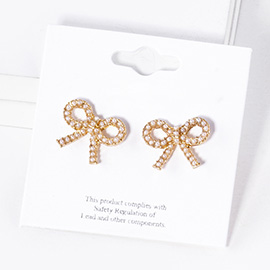 Pearl Ribbon Stud Earrings