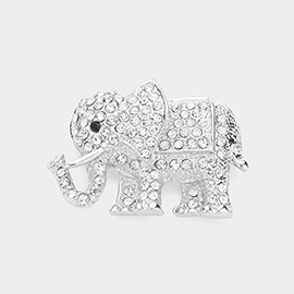 Pave Glass Crystal Elephant Pin Brooch