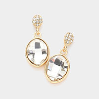 Oval Crystal Rhinestone Drop Earrings