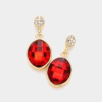 Oval Crystal Rhinestone Drop Earrings