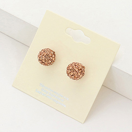 Rhinestone Pave Disco Ball Stud Earrings