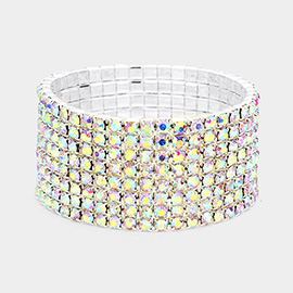 8-Row Rhinestone Stretchable Bracelet