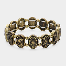 Metal Archaic Oval Stretch Bracelet