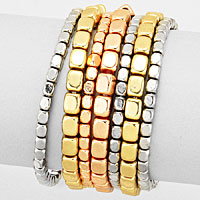 7 PCS - Metal bead stack stretch bracelets