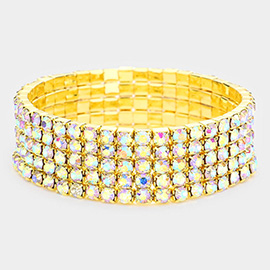 5-Row Crystal Rhinestone Stretchable Bracelet