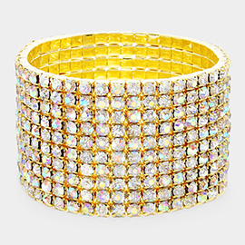 10-ROW Rhinestone Stretch Evening Bracelet