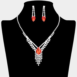 Crystal Rhinestone Droplet Fringe Necklace
