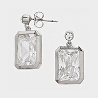 Octagonal Cubic Zirconia Drop Earrings