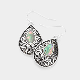 Abalone Vine Filigree Drop Earrings