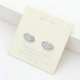 Stone Paved Lip Stud Earrings