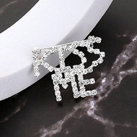 KISS ME Rhinestone Pin Brooch