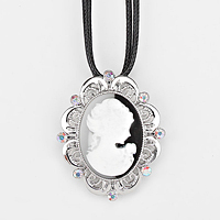 Crystal Accented Cameo Necklace